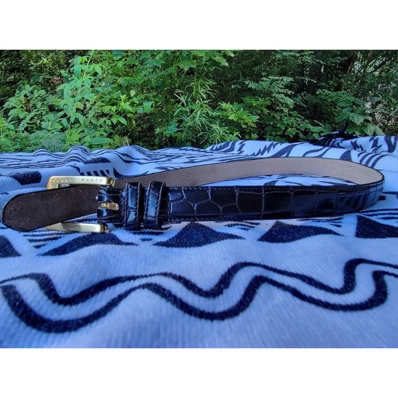 Perry Ellis Authentic Crocodile Italia Leather Belt Size Small. Burgundy Brown. - Picture 1 of 8